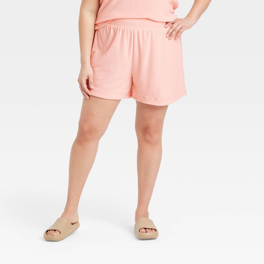 Women's Plus Size Mid-Rise Pull-On Shorts - A New Day Blush 2X, One Color