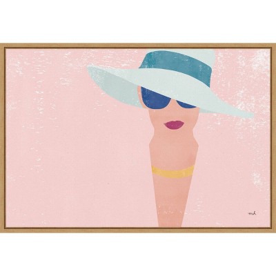 23" x 16" Fashion Forward Woman by Moira Hershey Framed Canvas Wall Art - Amanti Art