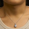 Haus of Brilliance Silver Oval Blue Topaz and Diamond Accent with Beaded Halo Pendant Necklace - 4 of 4