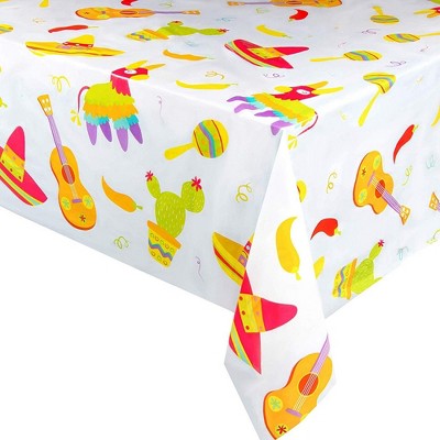 Juvale Fiesta 3-Pack Cinco de Mayo Disposable Plastic Table Cover Tablecloth Party Supplies 54"x108"