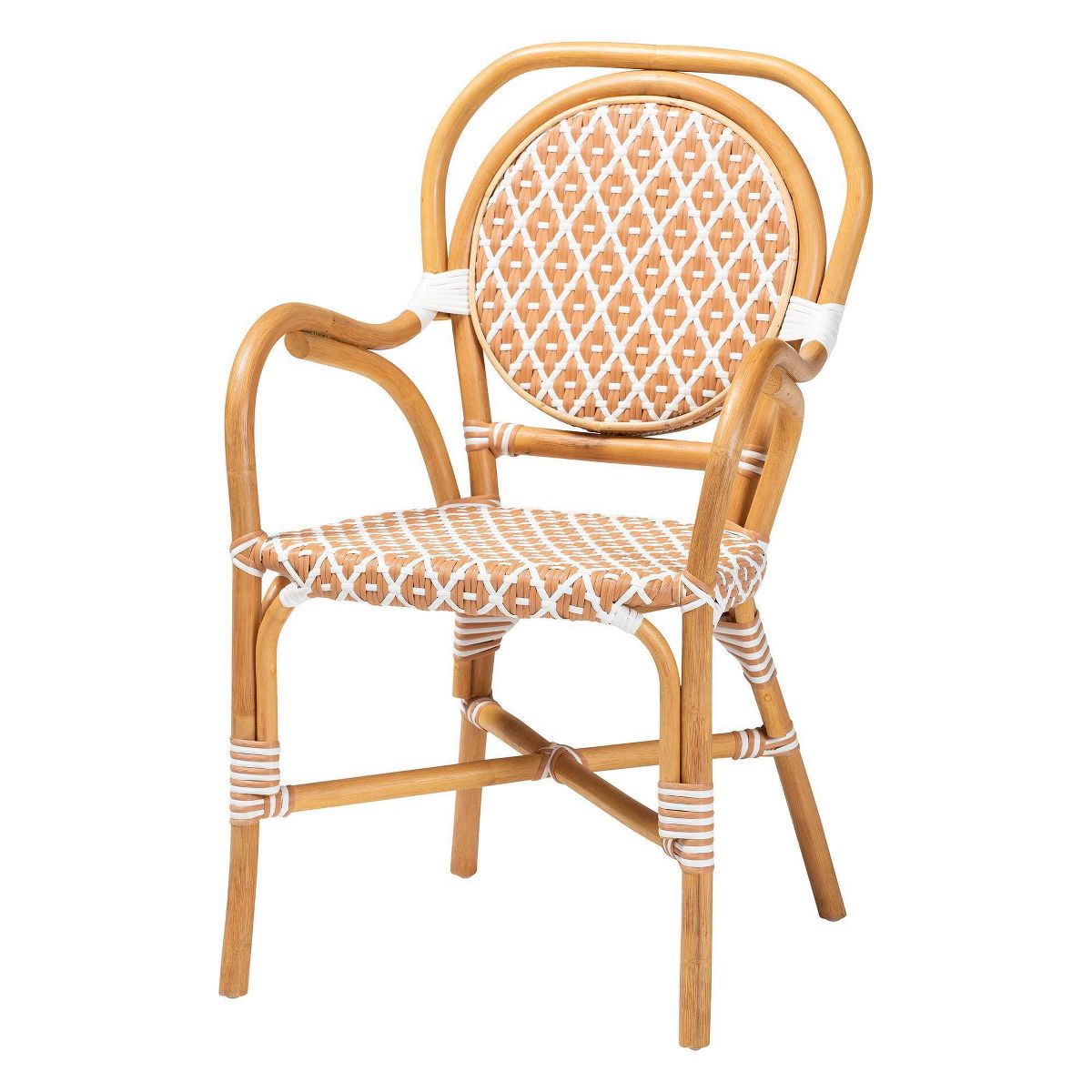 bali & pari Mattie Rattan Bistro Chair Dining Chair with Curved Arms Natural