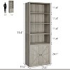 Farmhouse Style Grey Wood Bookcase with Doors - 4 Shelves, 11.8" Depth, 71.4" Height - for Living Room, Bedroom or Home Office Storage - 2 of 4