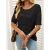 Coolmee Womens Summer Tops Casual Crewneck Half Sleeve Crochet Hollow Out Knit Pullover Sweater Shirts - 4 of 4