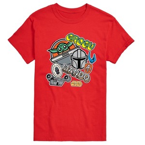 Men's - Star Wars - The Mandalorian Mando Grogu Stickers Short Sleeve Graphic T-Shirt - 1 of 4