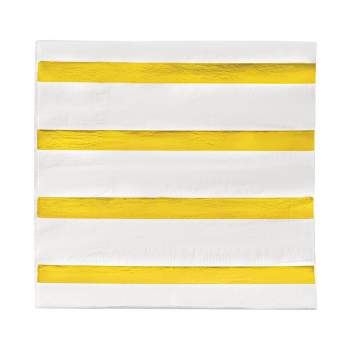 Smarty Had A Party White with Gold Stripes Paper Beverage/Cocktail Napkins (600 Napkins)