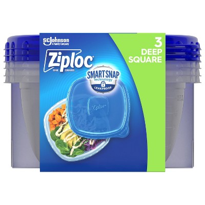 Ziploc Square Containers with Smart Snap Technology - 3ct