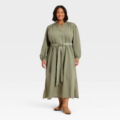 green emerald velvet dress Universal Standard Plus Size Cooling Stretch Cupro Savannah Dress