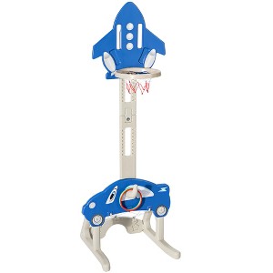 Costway 3-in-1  Kids Basketball Hoop  Adjustable Height Playset w/ Balls Blue - 1 of 4