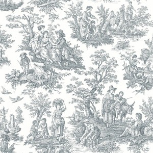 RoomMates Country Life Toile Peel & Stick Wallpaper Gray: Removable Vinyl, Self-Adhesive, Smooth Finish, 28 Sq Ft Coverage - 1 of 4