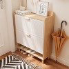VYNXARIA 31.5 Inch Nordic Style Shoe Storage Cabinet with 2 Flip Drawers, Freestanding Organizer with Solid Wood Legs for Entryway - 3 of 4