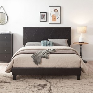 CAVINAS King/Queen/Full Size Tufted-Upholstered Platform Bed Frame with Strong Wood Slat Support,Easy Assembly - 1 of 4