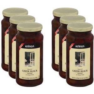 Krinos Greek Black Olives - Case of 6 - 16 oz - 1 of 2