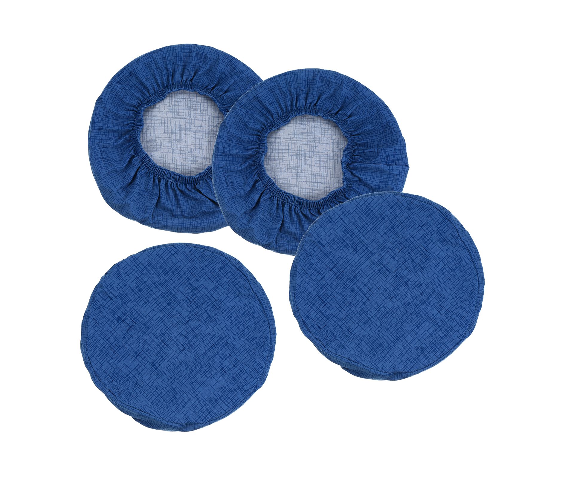 Unique Bargains Polyester Round Washable Elastic Bar Stool Cover for Dia 12"-14" Chair 4 Pcs Dark Blue
