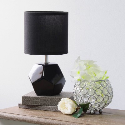 Simple Designs 10.24" Round Geometric Prism Mini Table Lamp with Matching Fabric Shade
