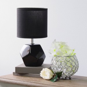 Simple Designs 10.24" Round Geometric Prism Mini Table Lamp with Matching Fabric Shade - 1 of 4