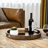 KINWELL Round Black Walnut Wood Serving Tray Ottoman Tray with Handles - 3 of 4
