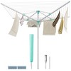 Retractable Outdoor Umbrella Drying Rack - Height Adjustable,197 ft Clothesline Holds 6 Laundry Loads,Features Ground Spike & Cover,Silver & Green. - 2 of 4