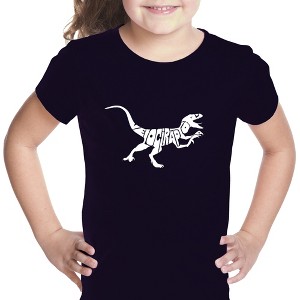 LA Pop Art Girl's Word Art T-shirt - Velociraptor - 1 of 4