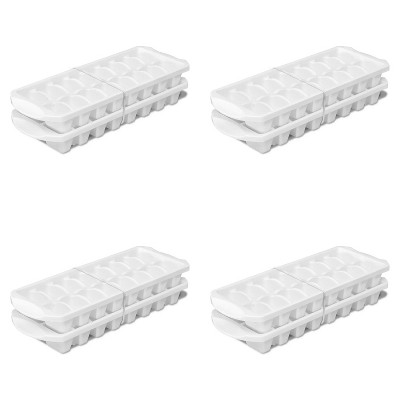 LunaLulinlk White stackable ice trays, set of 8, 16 ice trays per tray, BPA free