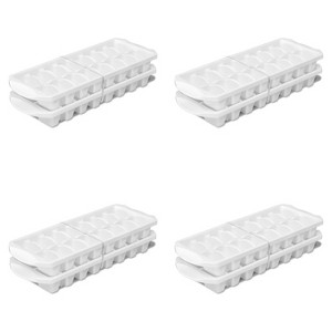 LunaLulinlk White stackable ice trays, set of 8, 16 ice trays per tray, BPA free - 1 of 4