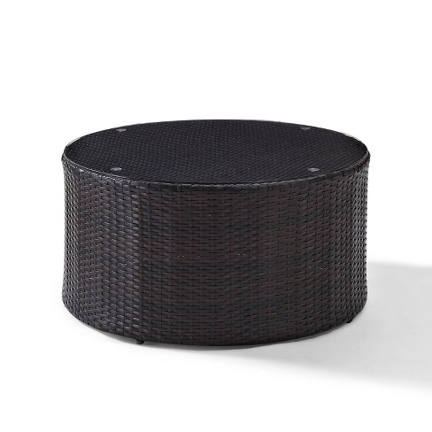 Catalina Outdoor Round Wicker Coffee, Outdoor Round Brown Wicker Coffee Table
