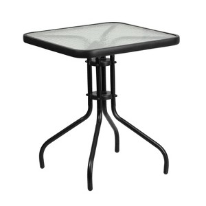 Emma and Oliver 23.5" Square Tempered Glass Metal Table - 1 of 4