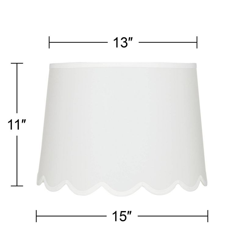 Springcrest Collection Hardback Scallop Empire Lamp Shade White Medium 13" Top x 15" Bottom x 11" High Spider with Replacement Harp and Finial Fitting, 4 of 8