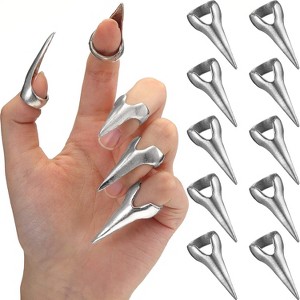 Gothic Metal Claw Rings - Full Finger Set for Punk Rock Cosplay & Nail Armor - 1 of 4