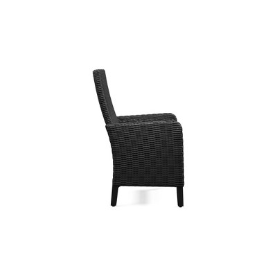 Gray Wicker Outdoor Arm Chairs with Cushions, Set of 2