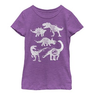 Girl's Jurassic World: Fallen Kingdom Cracked Dinosaurs T-Shirt - 1 of 3