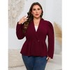 Womens Plus Size Blazers Business Casual Knit Blazer for Work Long Sleeve Shawl Lapel Blazer Suit Jackets Wine Red 3XL - 3 of 4