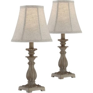 Regency Hill Cali Traditional Accent Table Lamps 19" High Set of 2 Antique Beige Off White Bell Shade for Bedroom Living Room Bedside Nightstand Kids - 1 of 4