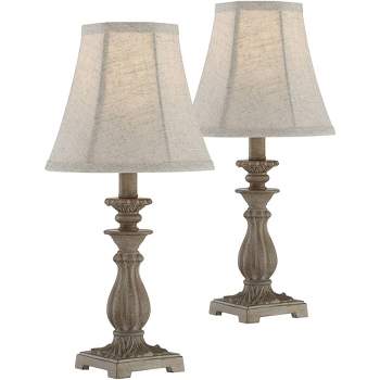 Regency Hill Cali Traditional Accent Table Lamps 19" High Set of 2 Antique Beige Off White Bell Shade for Bedroom Living Room Bedside Nightstand Kids