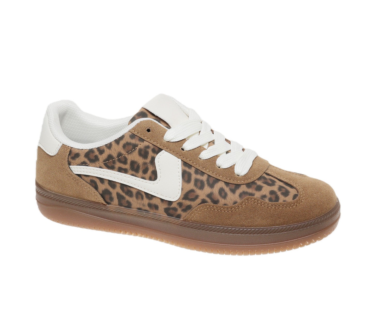 Женские кроссовки Outwoods Giana 5 Leopard Print Gum Sole Lace Up Fashion Sneakers- Mocha, цвет: Леопардовый — фото 1