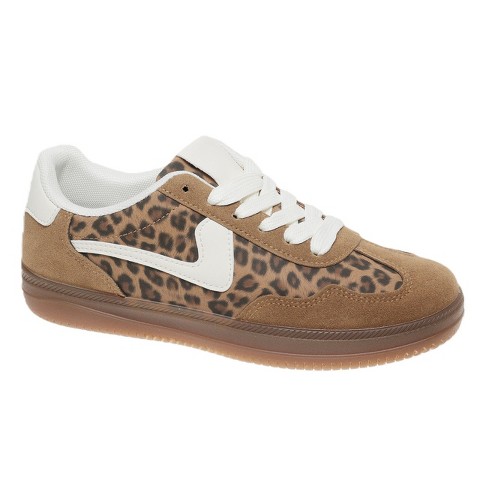 Женские кроссовки Outwoods Giana 5 Leopard Print Gum Sole Lace Up Fashion Sneakers- Mocha, цвет: Леопардовый
