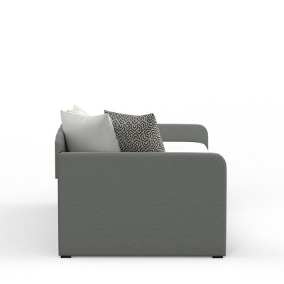 Gray Twin Upholstered Daybed with Tufted Back and Trundle