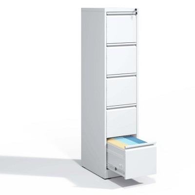 YONWAY Vertical File Cabinet with Lock, 5 Drawer Filing Cabinet, Steel File Storage Cabinet, for A4 Legal/Letter Size, for Home Office and School