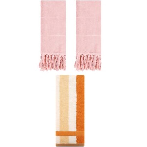 REGALWOVEN 3 Packs Cotton Absorbent Soft Decorative Bathroom Hand Towel Set - 1 of 4