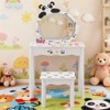 Angel Sar Panda Kids Vanity Set with LED Mirror, White MDF Children's Vanity Desk with Stool, 1-Drawer Makeup Table with Touch Light for Girls - 2 of 4