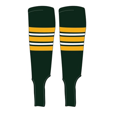 MK Socks Traditional Baseball Stirrups Pattern E-5 Forest Green, Gold, White (L)
