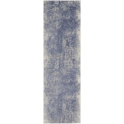 Nourison Grand Expressions Abstract Indoor only Area Rug - Ivory Navy 2'2" x 7'6"