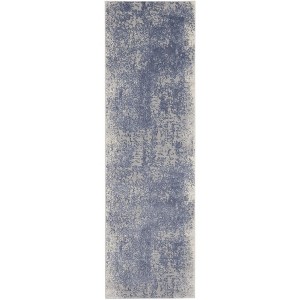 Nourison Grand Expressions Abstract Indoor only Area Rug - Ivory Navy 2'2" x 7'6" - 1 of 4