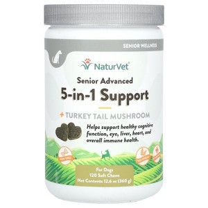 NaturVet Senior Advanced 5-in-1 Support + Tail Mushroom, For Dogs, 120 Soft Chews, 12.6 oz (360 g) - 1 of 3