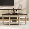 HDZNVF Vintage Oval Coffee Table with Drawer and Storage Shelf, Antique Cocktail Table, Beige and Espresso - 2 of 4