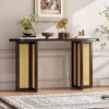 HDZNVF Farmhouse Rattan Console Table Entryway Table, Narrow Console Table with Storage, Espresso - 2 of 4