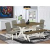 6-Piece Rectangle Distressed Jacobean Finish Solid Wood Top Dining Table with 1-Bench, 4-Chairs with - 2 of 4