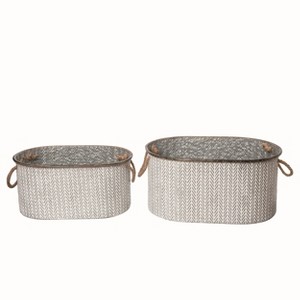 Transpac Metal Red Harvest Herringbone Baskets Set of 2 - 1 of 2
