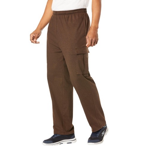 KingSize Men's Big & Tall Lightweight Jersey Cargo Sweatpants - Big - 3XL,  Heather Chestnut Brown