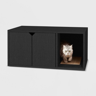 Way Basics Eco Cat Litter Box Enclosure - Black Wood Grain