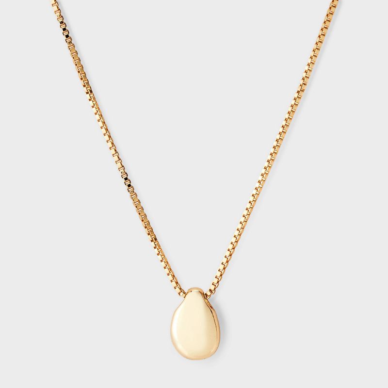 14K Gold Plated Tear Drop Pendant Necklace - A New Day™